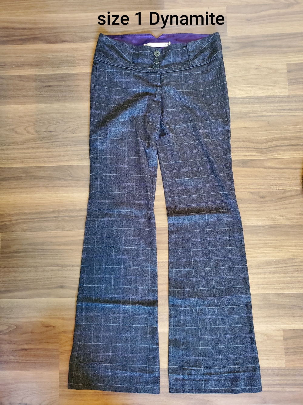 Dynamite Charcoal Plaid Flare Dress Pants